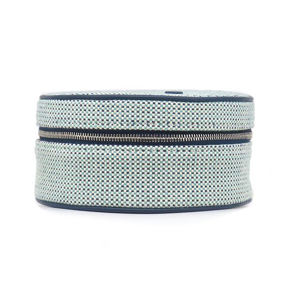 Hermes Pouch Evasion Toile H Agneau Milo Marine Silver Blue Navy H Round — view 3