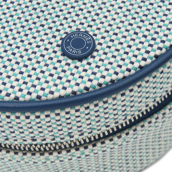 Hermes Pouch Evasion Toile H Agneau Milo Marine Silver Blue Navy H Round — view 4