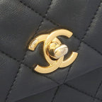 Chanel Shoulder Bag Quilted 20 Chain Lambskin Black Gold CC Logo — view 5