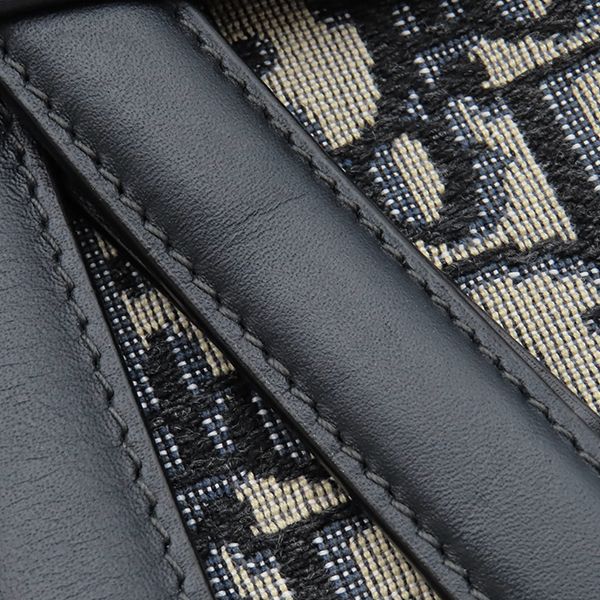 Dior 2-Way Bag Trotter Saddlebag Canvas Leather Oblique Jacquard Navy Gold — view 6