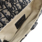 Dior 2-Way Bag Trotter Saddlebag Canvas Leather Oblique Jacquard Navy Gold — view 8
