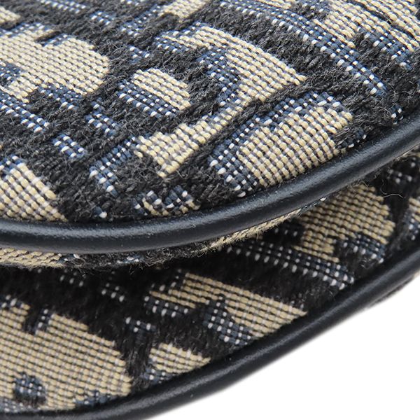 Dior 2-Way Bag Trotter Saddlebag Canvas Leather Oblique Jacquard Navy Gold — view 4