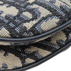 Dior 2-Way Bag Trotter Saddlebag Canvas Leather Oblique Jacquard Navy Gold — view 4