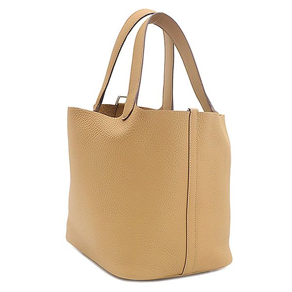 Hermes Handbag Picotin Lock MM 22 Taurillon Clemence Biscuit Silver Brown — view 3