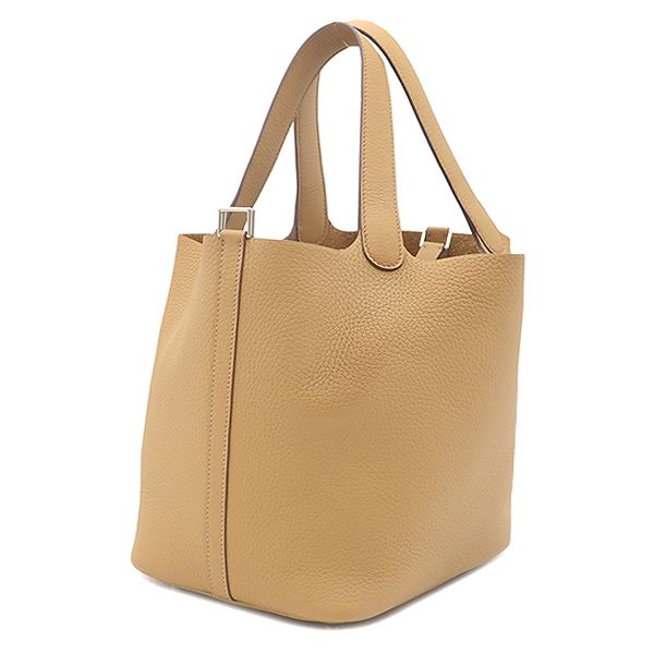 Hermes Handbag Picotin Lock MM 22 Taurillon Clemence Biscuit Silver Brown — view 2