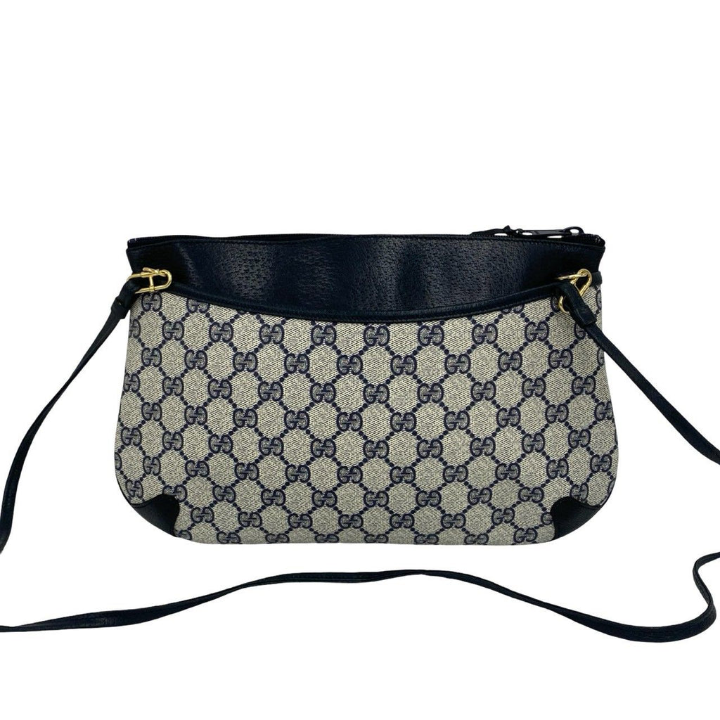 Gucci Vintage Sherry Line GG Logo Pattern Leather Shoulder Bag Pochette Navy — view 3