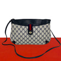 Gucci Vintage Sherry Line GG Logo Pattern Leather Shoulder Bag Pochette Navy