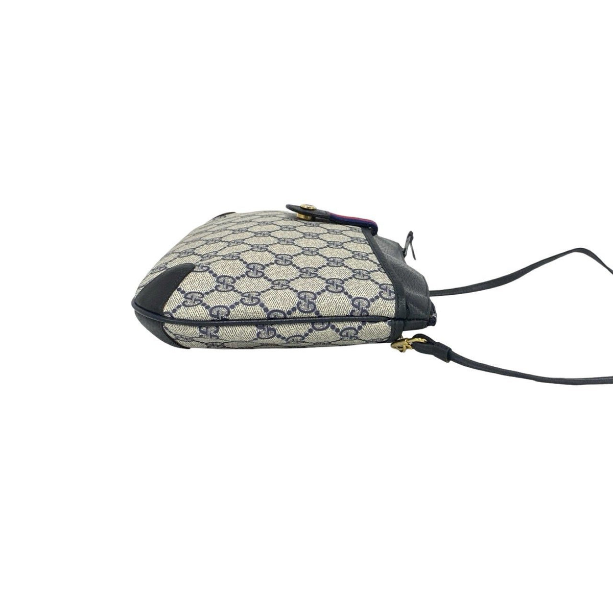 Gucci Vintage Sherry Line GG Logo Pattern Leather Shoulder Bag Pochette Navy — view 6