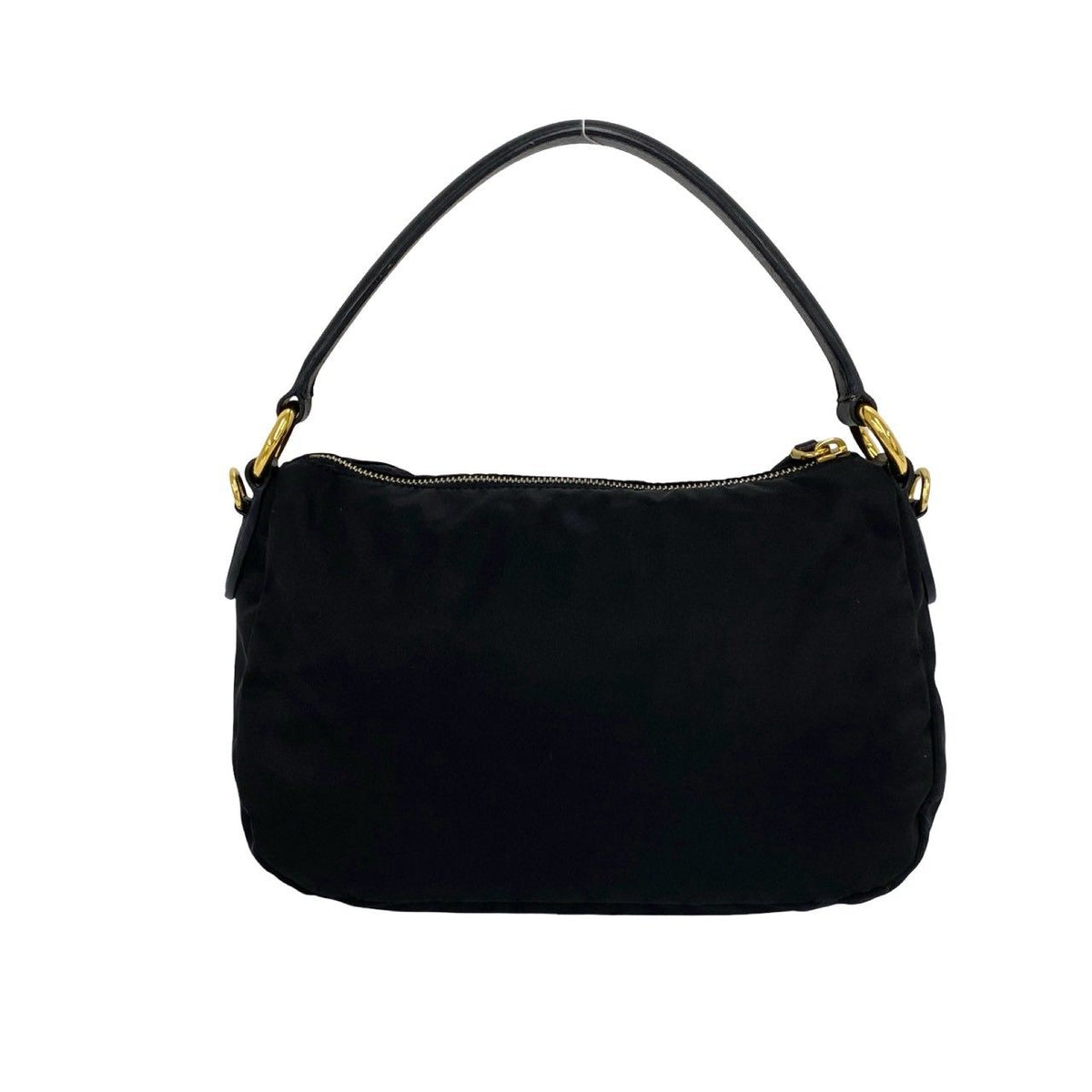Prada Logo Tessuto Pocono Nylon Leather 2-Way Shoulder Bag Black — view 2