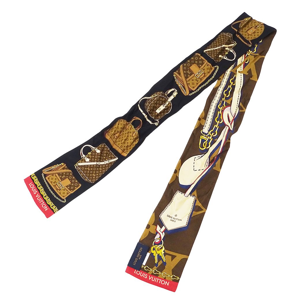 Louis Vuitton Scarf Bandeau Tribute to Silk Black Brown Monogram — view 2