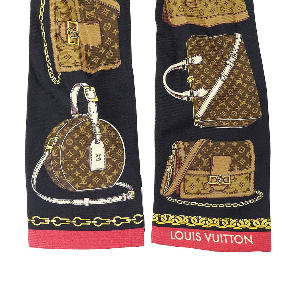 Louis Vuitton Scarf Bandeau Tribute to Silk Black Brown Monogram — view 4