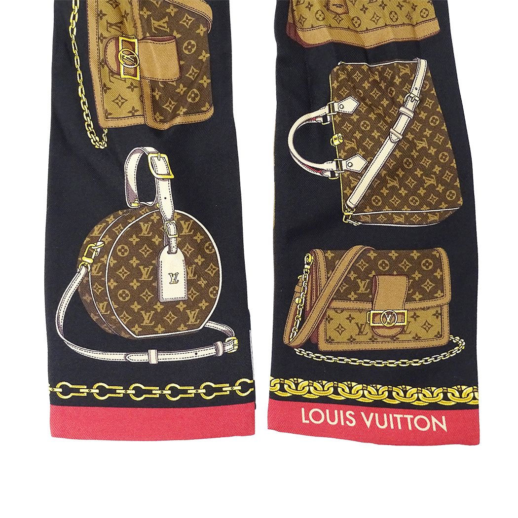 Louis Vuitton Scarf Bandeau Tribute to Silk Black Brown Monogram — view 4