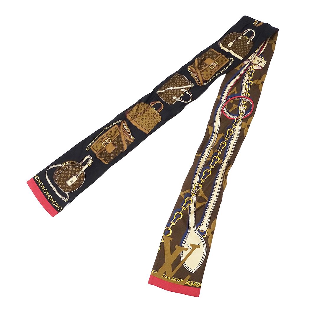 Louis Vuitton Scarf Bandeau Tribute to Silk Black Brown Monogram — view 3