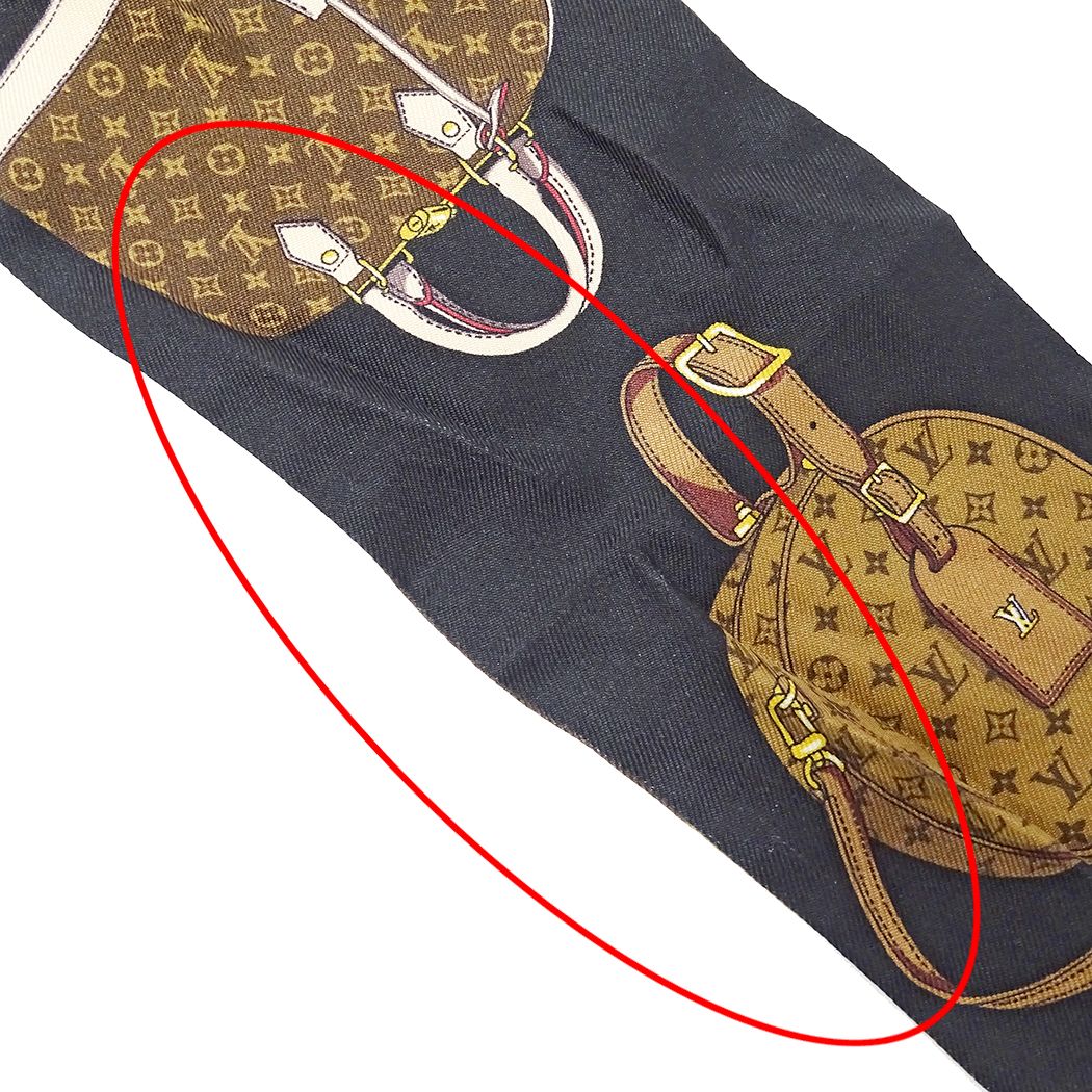 Louis Vuitton Scarf Bandeau Tribute to Silk Black Brown Monogram — view 6