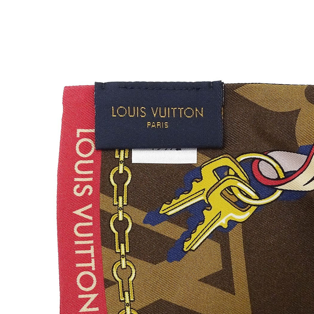 Louis Vuitton Scarf Bandeau Tribute to Silk Black Brown Monogram — view 5