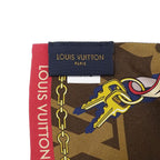 Louis Vuitton Scarf Bandeau Tribute to Silk Black Brown Monogram — view 5
