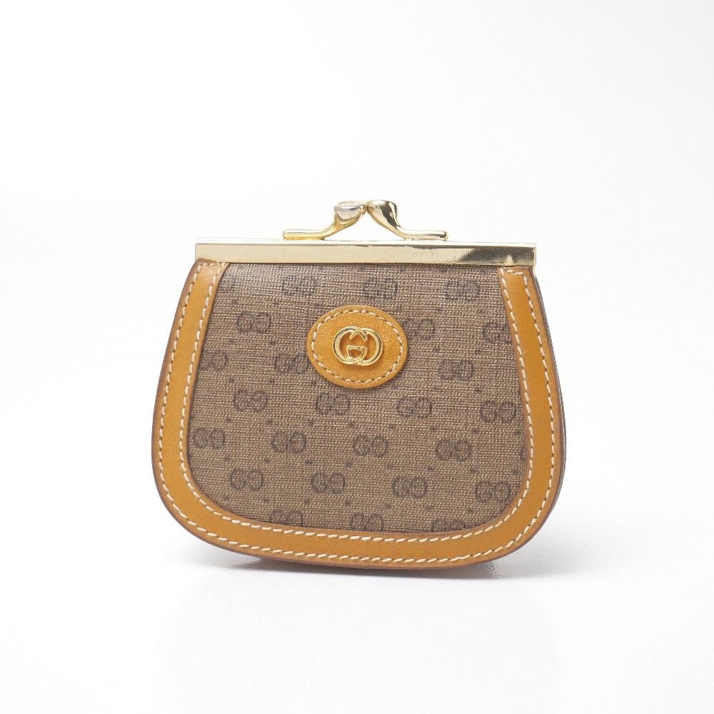 Gucci Vintage Coin Purse GG Kiss Lock Leather