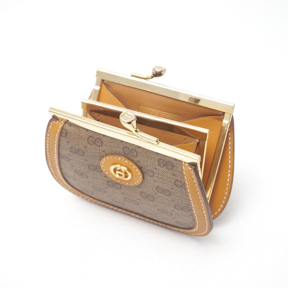 Gucci Vintage Coin Purse GG Kiss Lock Leather — view 8