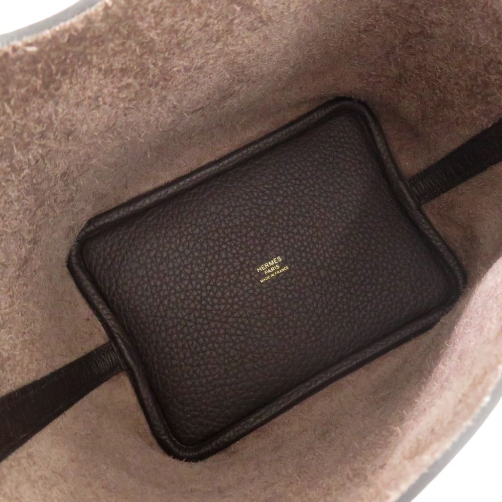 Hermes Picotin Lock PM 18 Taurillon Clemence Ebene Brown Handbag — view 8