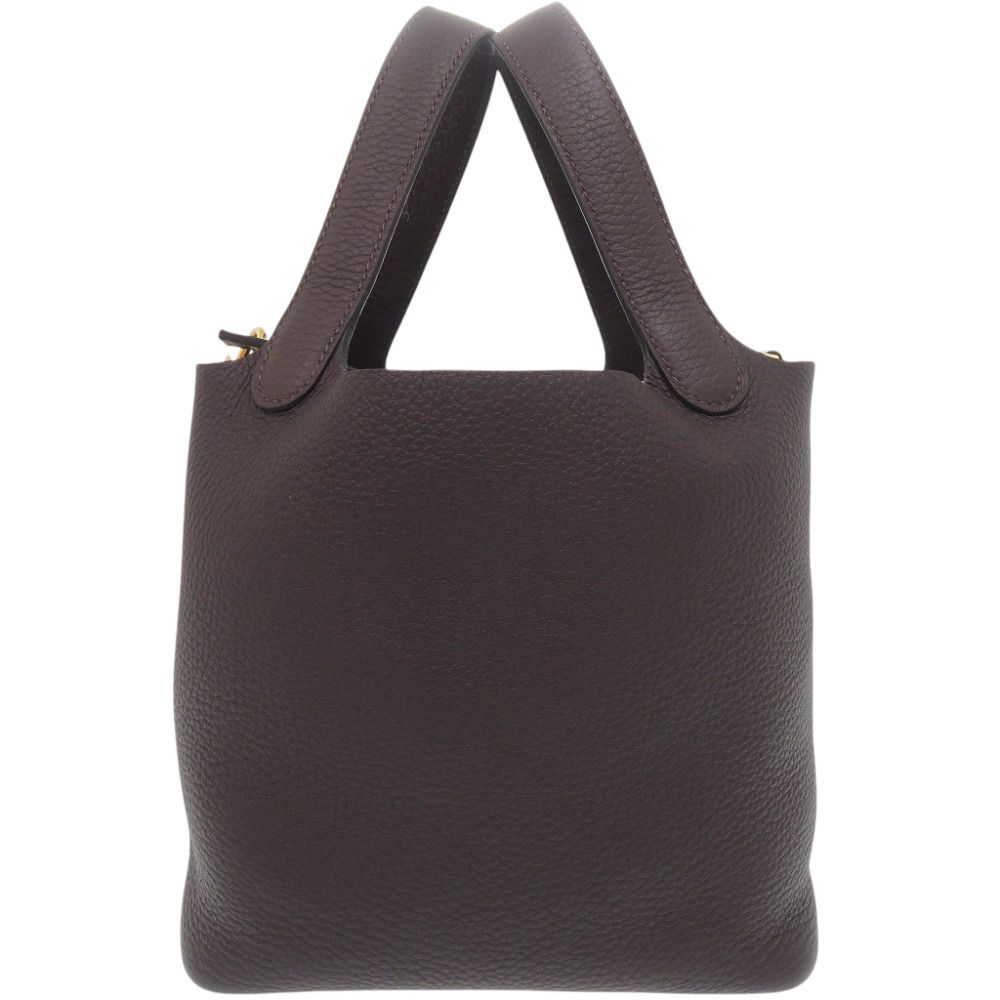 Hermes Picotin Lock PM 18 Taurillon Clemence Ebene Brown Handbag — view 2