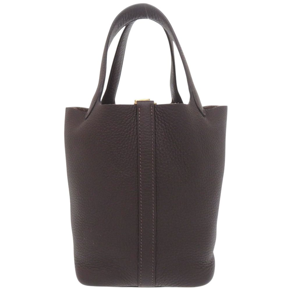 Hermes Picotin Lock PM 18 Taurillon Clemence Ebene Brown Handbag — view 5
