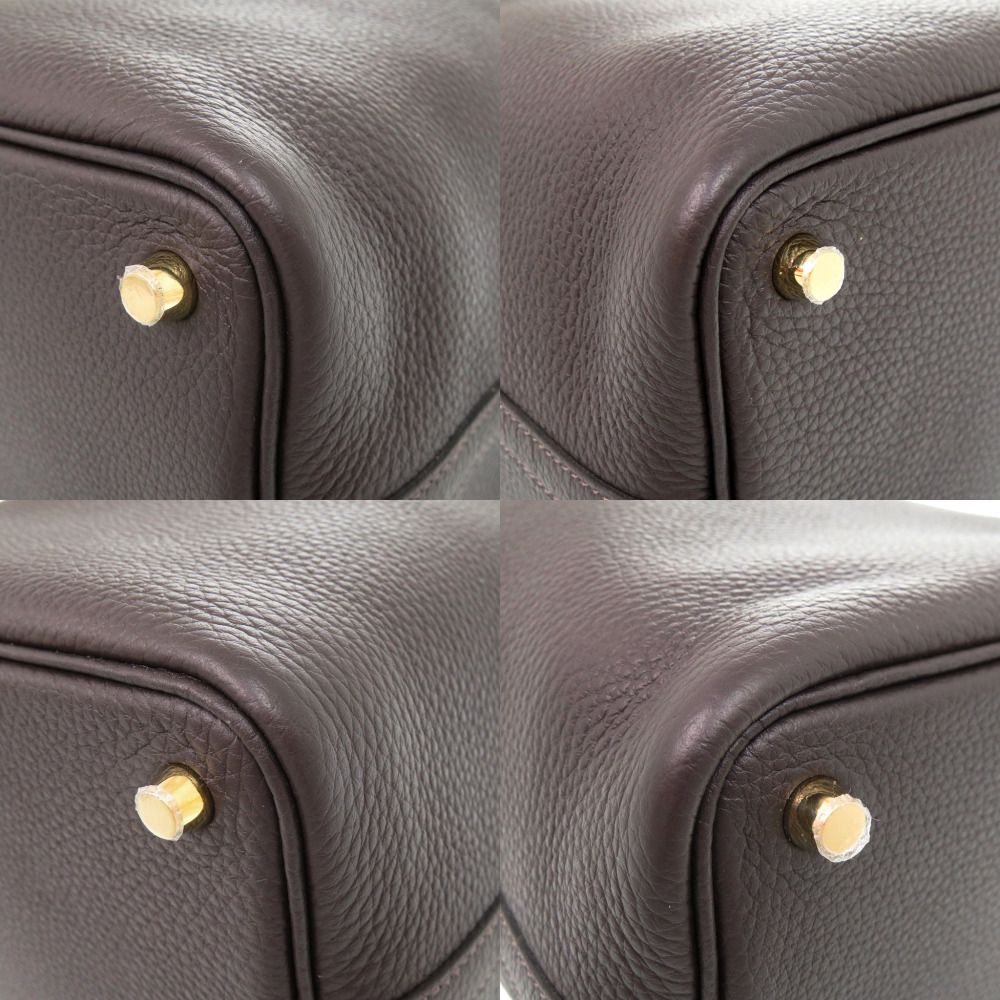 Hermes Picotin Lock PM 18 Taurillon Clemence Ebene Brown Handbag — view 7