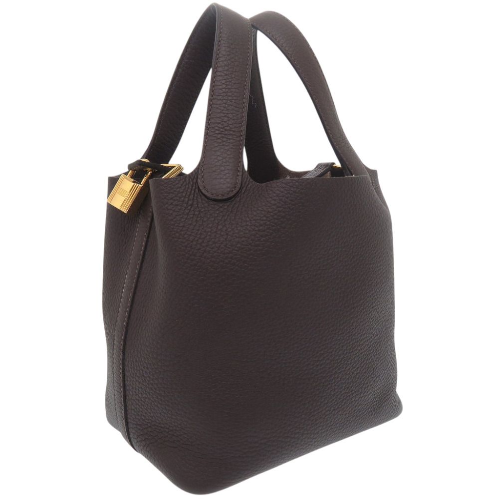 Hermes Picotin Lock PM 18 Taurillon Clemence Ebene Brown Handbag