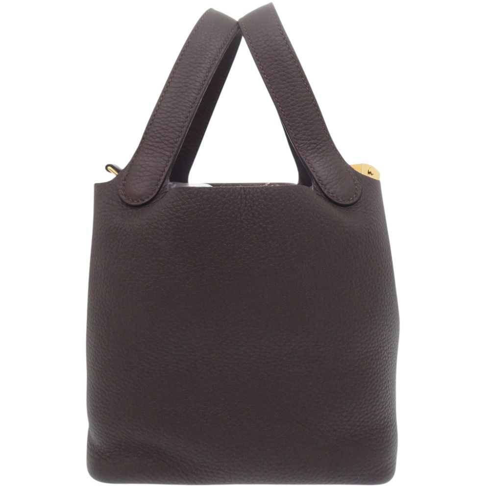 Hermes Picotin Lock PM 18 Taurillon Clemence Ebene Brown Handbag — view 4