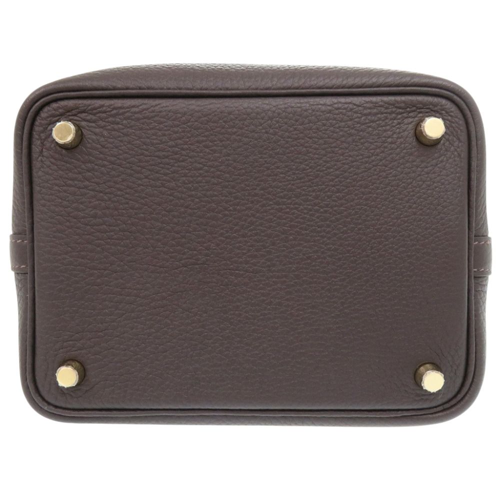 Hermes Picotin Lock PM 18 Taurillon Clemence Ebene Brown Handbag — view 6