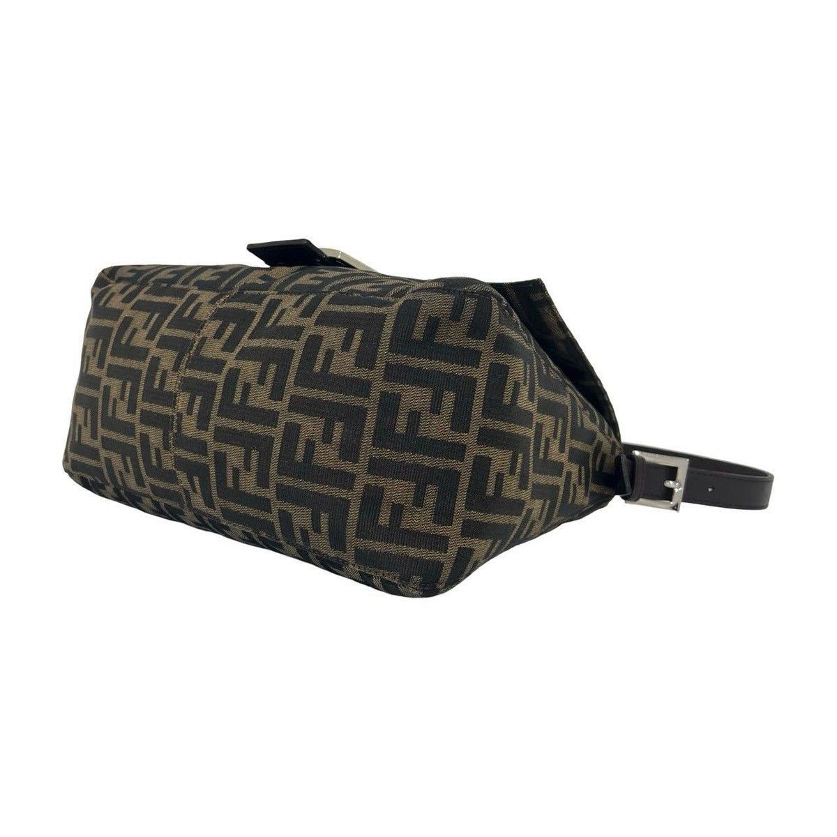 Fendi Mamma Bucket Zucca FF Logo Canvas Leather Semi Bag Brown — view 8