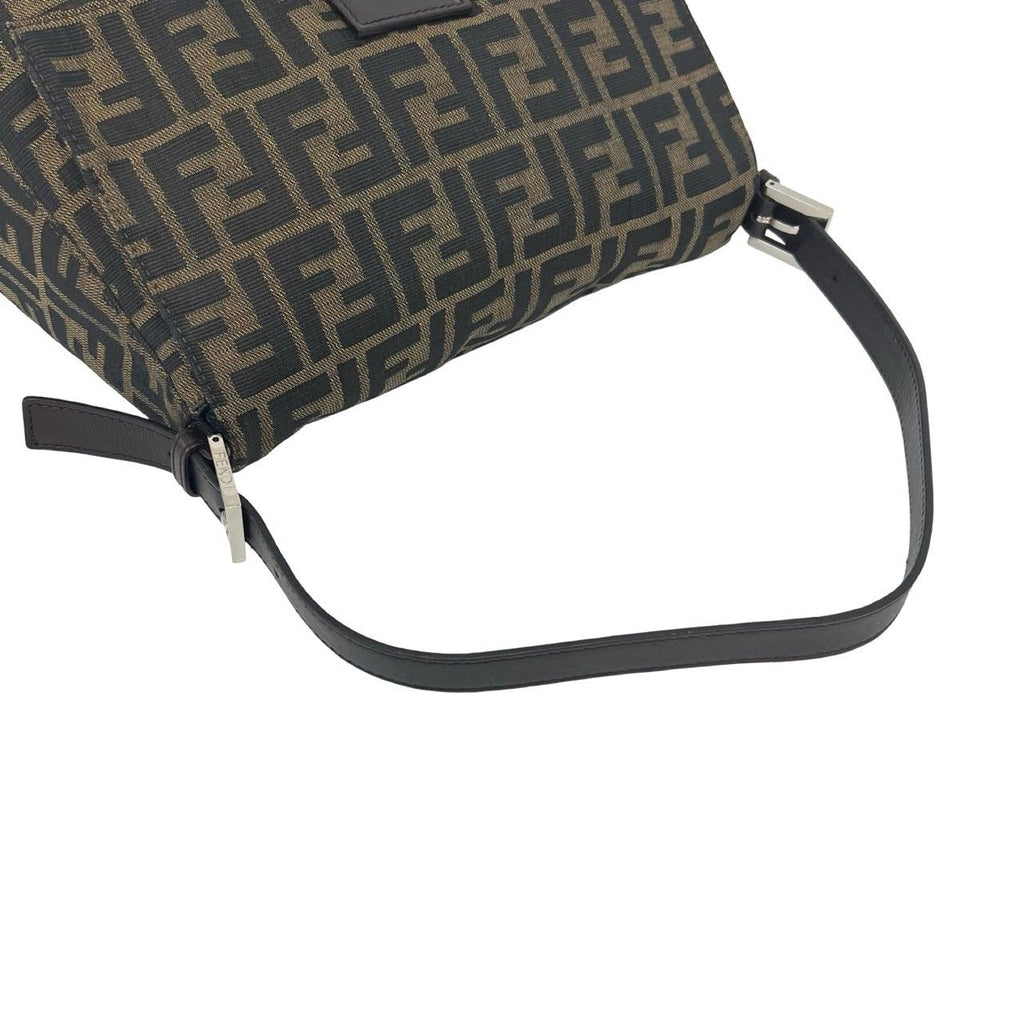 Fendi Mamma Bucket Zucca FF Logo Canvas Leather Semi Bag Brown — view 4