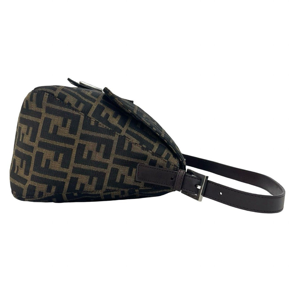 Fendi Mamma Bucket Zucca FF Logo Canvas Leather Semi Bag Brown — view 6