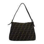 Fendi Mamma Bucket Zucca FF Logo Canvas Leather Semi Bag Brown — view 3
