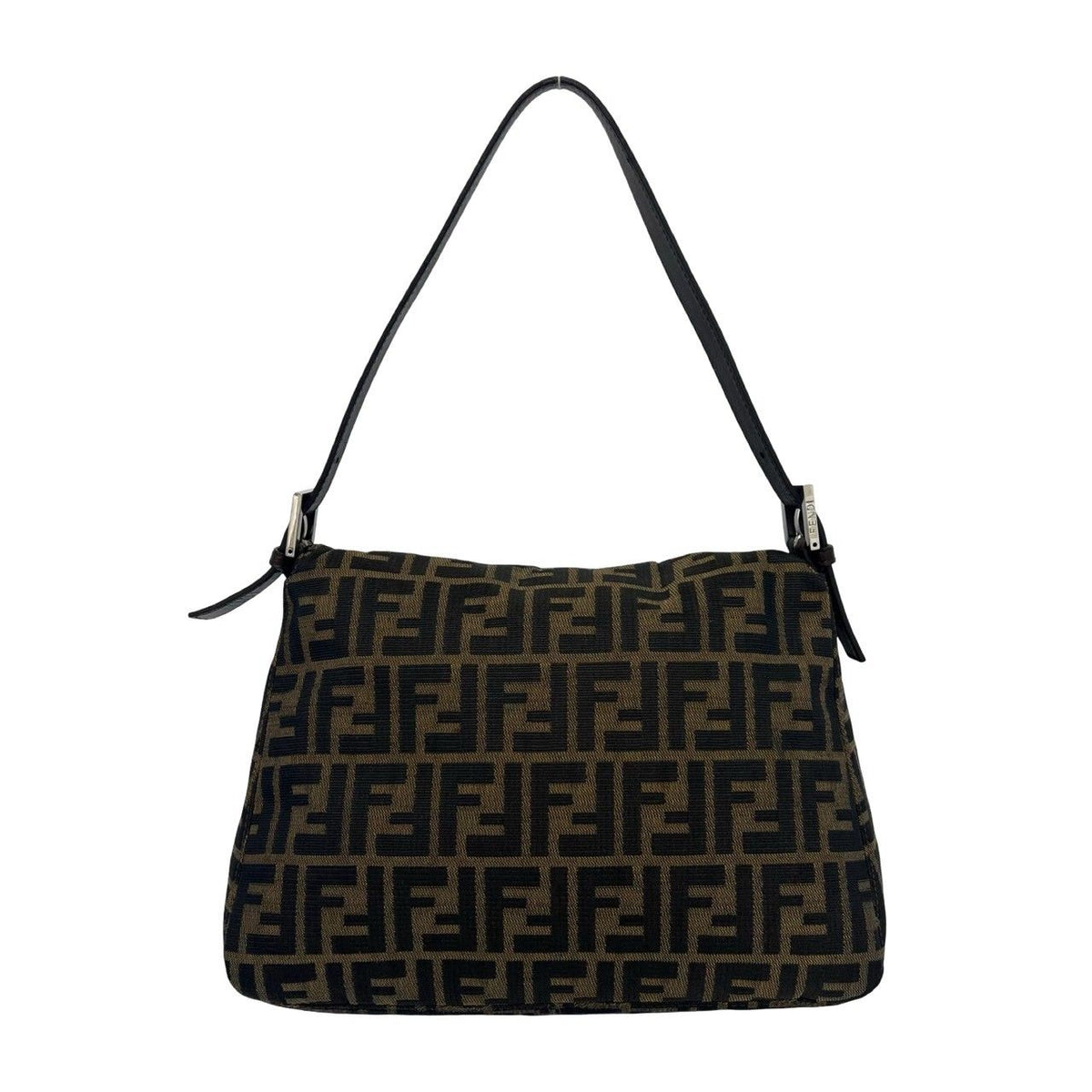 Fendi Mamma Bucket Zucca FF Logo Canvas Leather Semi Bag Brown — view 3