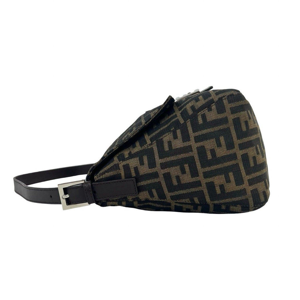 Fendi Mamma Bucket Zucca FF Logo Canvas Leather Semi Bag Brown — view 5