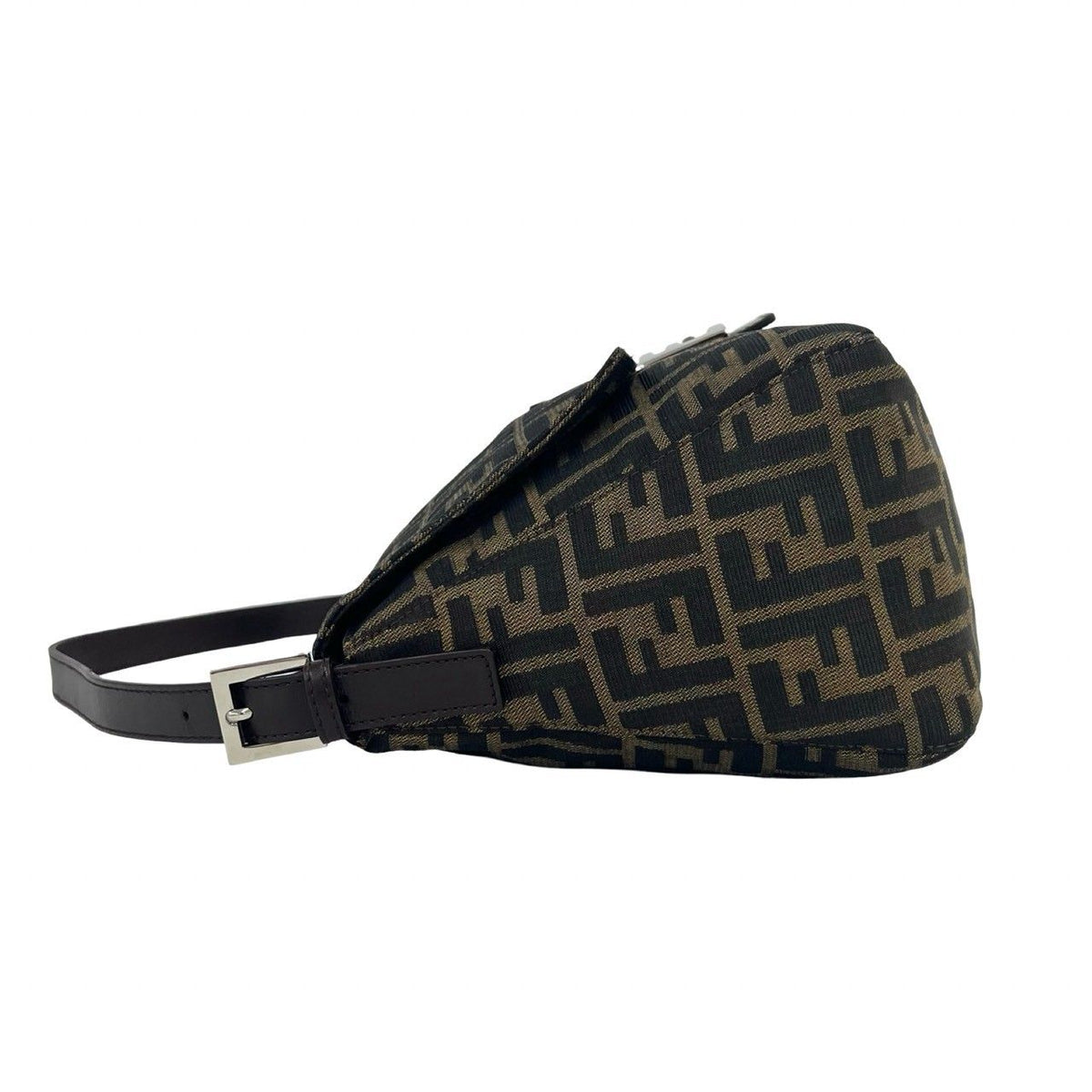 Fendi Mamma Bucket Zucca FF Logo Canvas Leather Semi Bag Brown — view 5
