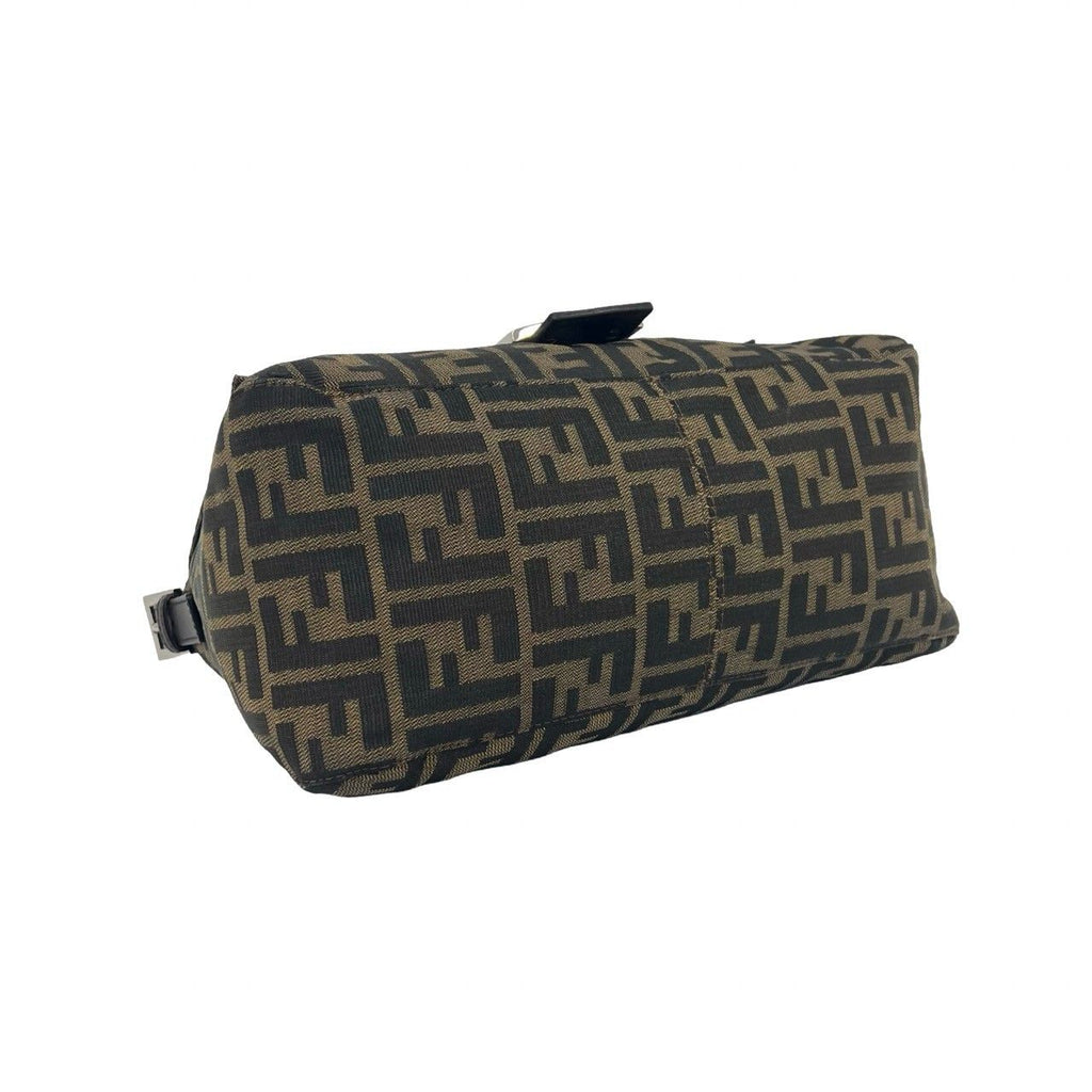 Fendi Mamma Bucket Zucca FF Logo Canvas Leather Semi Bag Brown — view 7