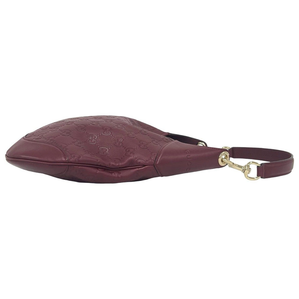 Gucci Guccissima B Logo Stamp Leather Semi Hobo Wine Red — view 6