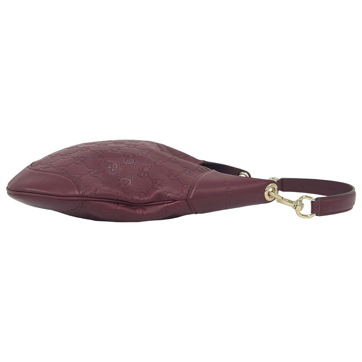 Gucci Guccissima B Logo Stamp Leather Semi Hobo Wine Red — view 6