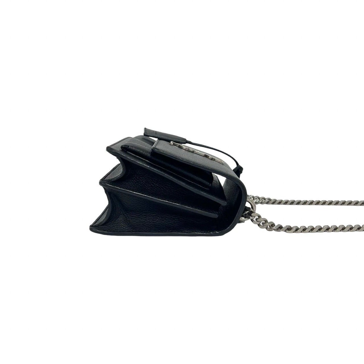 Saint Laurent Paris Sunset YSL Logo Leather 2-Way Shoulder Bag Pochette Black — view 6