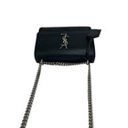 Saint Laurent Paris Sunset YSL Logo Leather 2-Way Shoulder Bag Pochette Black — view 4