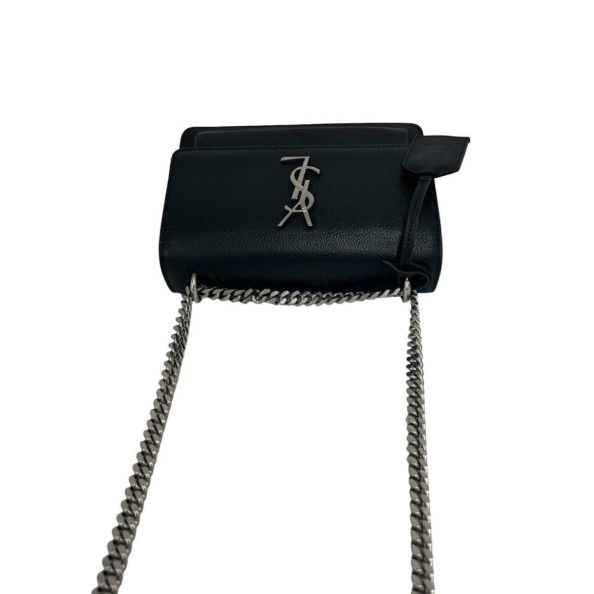 Saint Laurent Paris Sunset YSL Logo Leather 2-Way Shoulder Bag Pochette Black — view 4