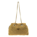 Prada Vintage Quilted Nylon Chain Shoulder Bag Yellow