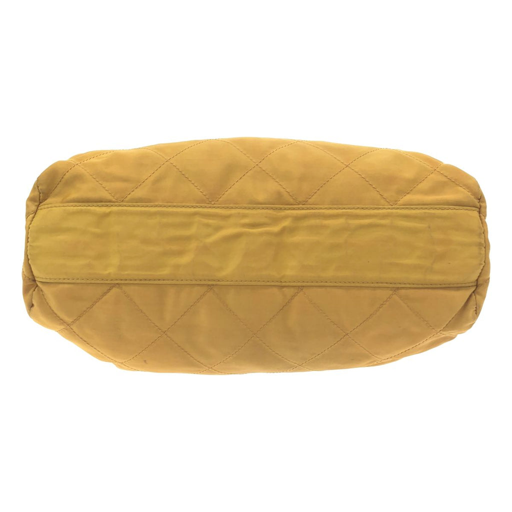 Prada Vintage Quilted Nylon Chain Shoulder Bag Yellow — view 4