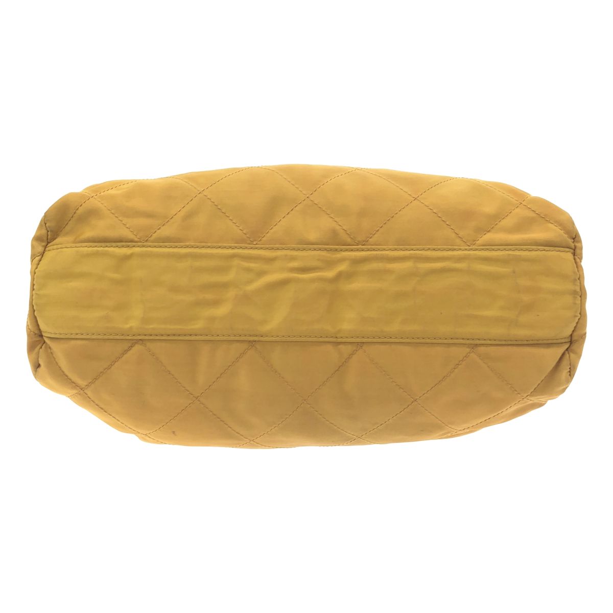 Prada Vintage Quilted Nylon Chain Shoulder Bag Yellow — view 4