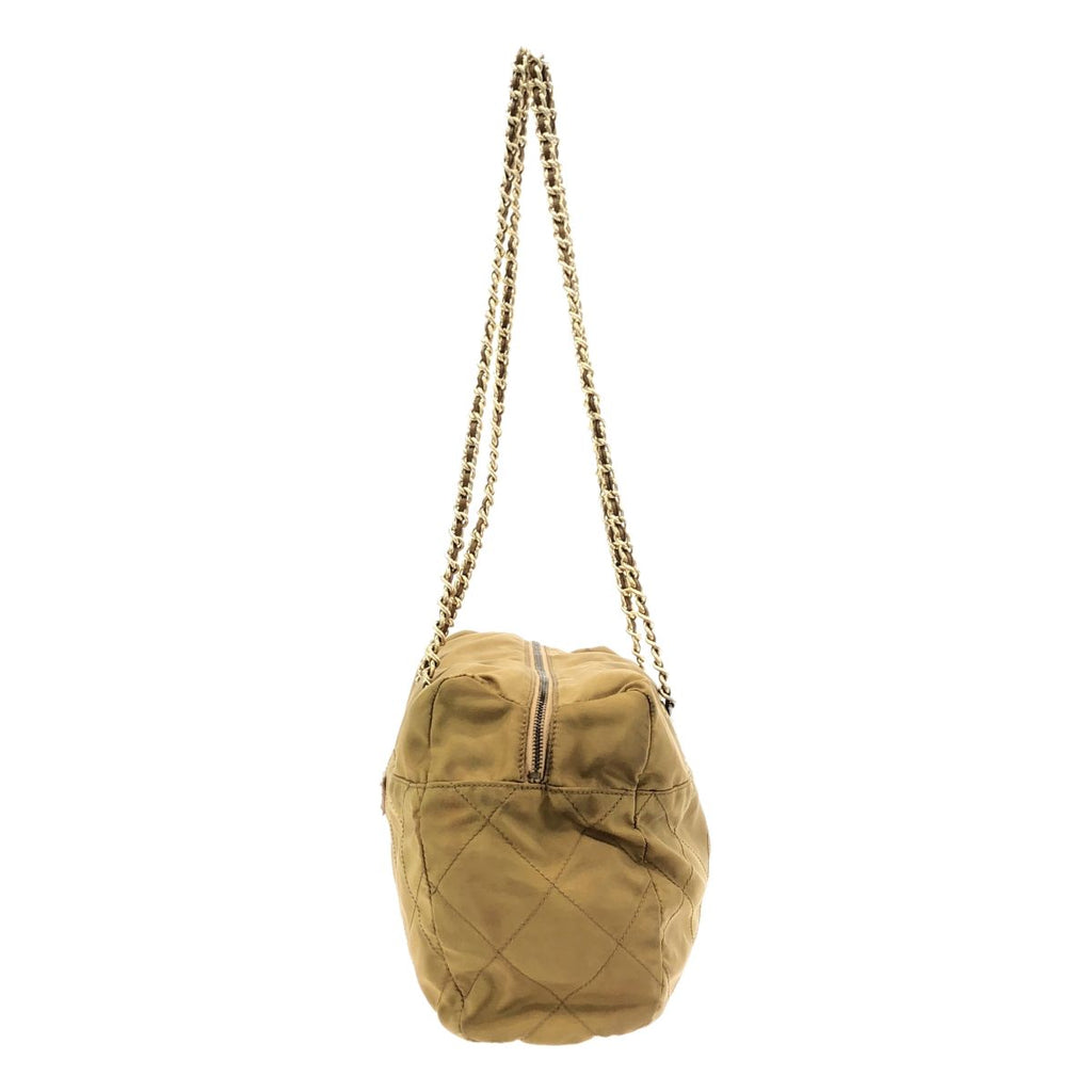 Prada Vintage Quilted Nylon Chain Shoulder Bag Yellow — view 3