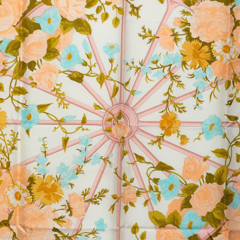 Hermes Carre 90 Romantique Romantic Scarf Pink Silk — view 2