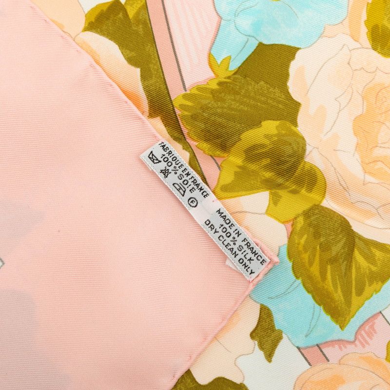 Hermes Carre 90 Romantique Romantic Scarf Pink Silk — view 7