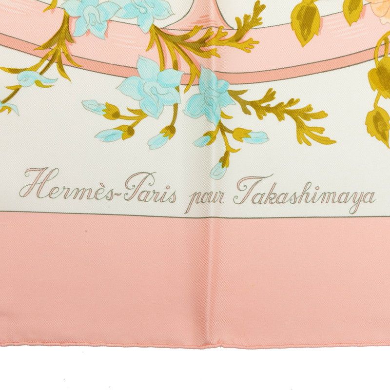 Hermes Carre 90 Romantique Romantic Scarf Pink Silk — view 4