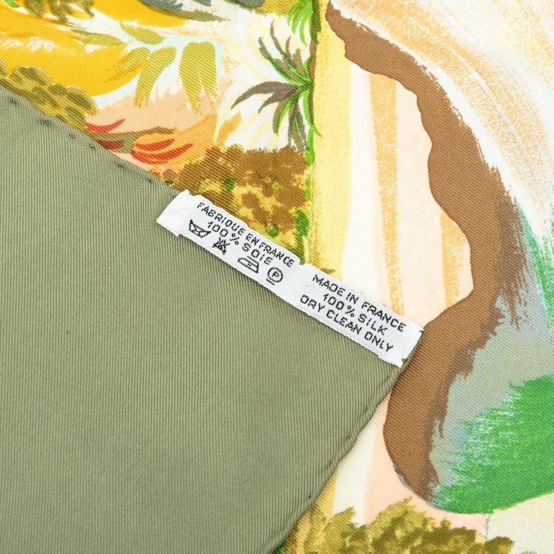 Hermes Carre 90 Nuba Mountain Scarf Green Multicolor Silk — view 7
